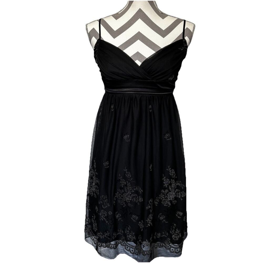 Y2K Black Lace Overlay Strappy Mini Dress M Party Sweatheart RomanticGoth Gothic